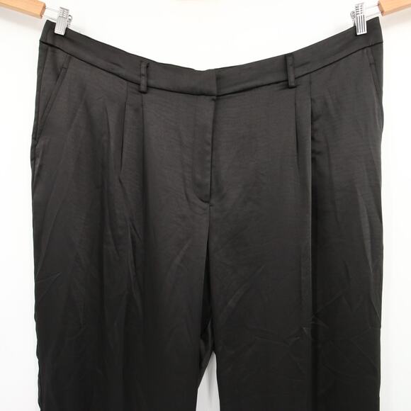 Vince Camuto Dress Pants Black Wide Leg Front Pleat Satin Trouser Pockets 24W - Picture 3 of 16